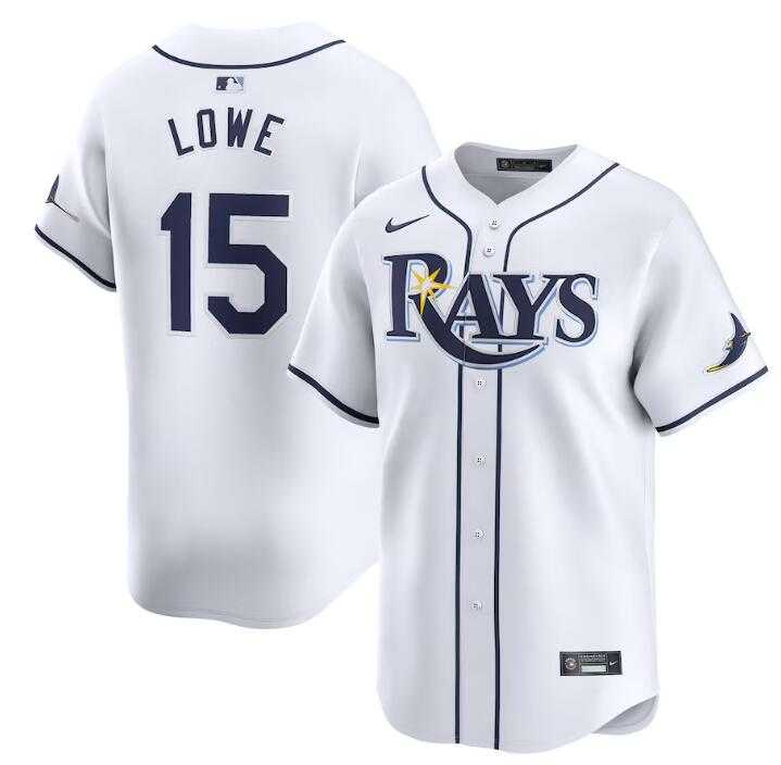 Mens Tampa Bay Rays #15 Josh Lowe White Home Limited Stitched Baseball Jersey Dzhi